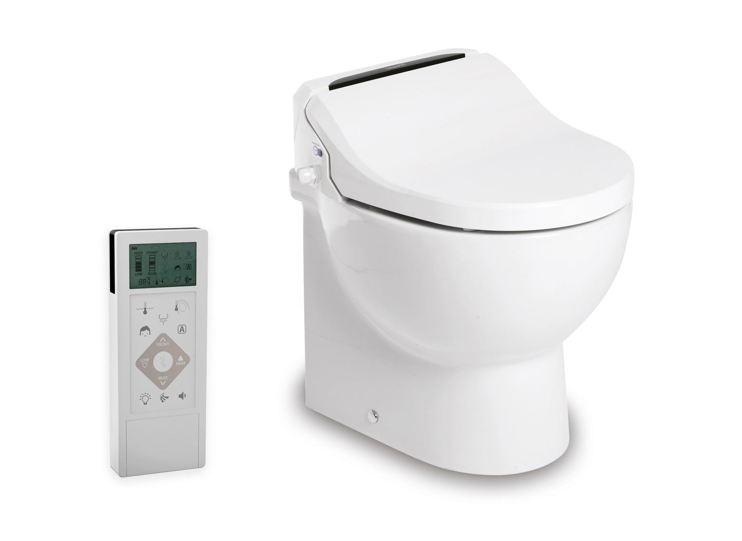Tecma E-Breeze Toilette 24V mit Bidet, Heizung, Trockner, Softclose, All in one 2 Tasten, Magnetventil